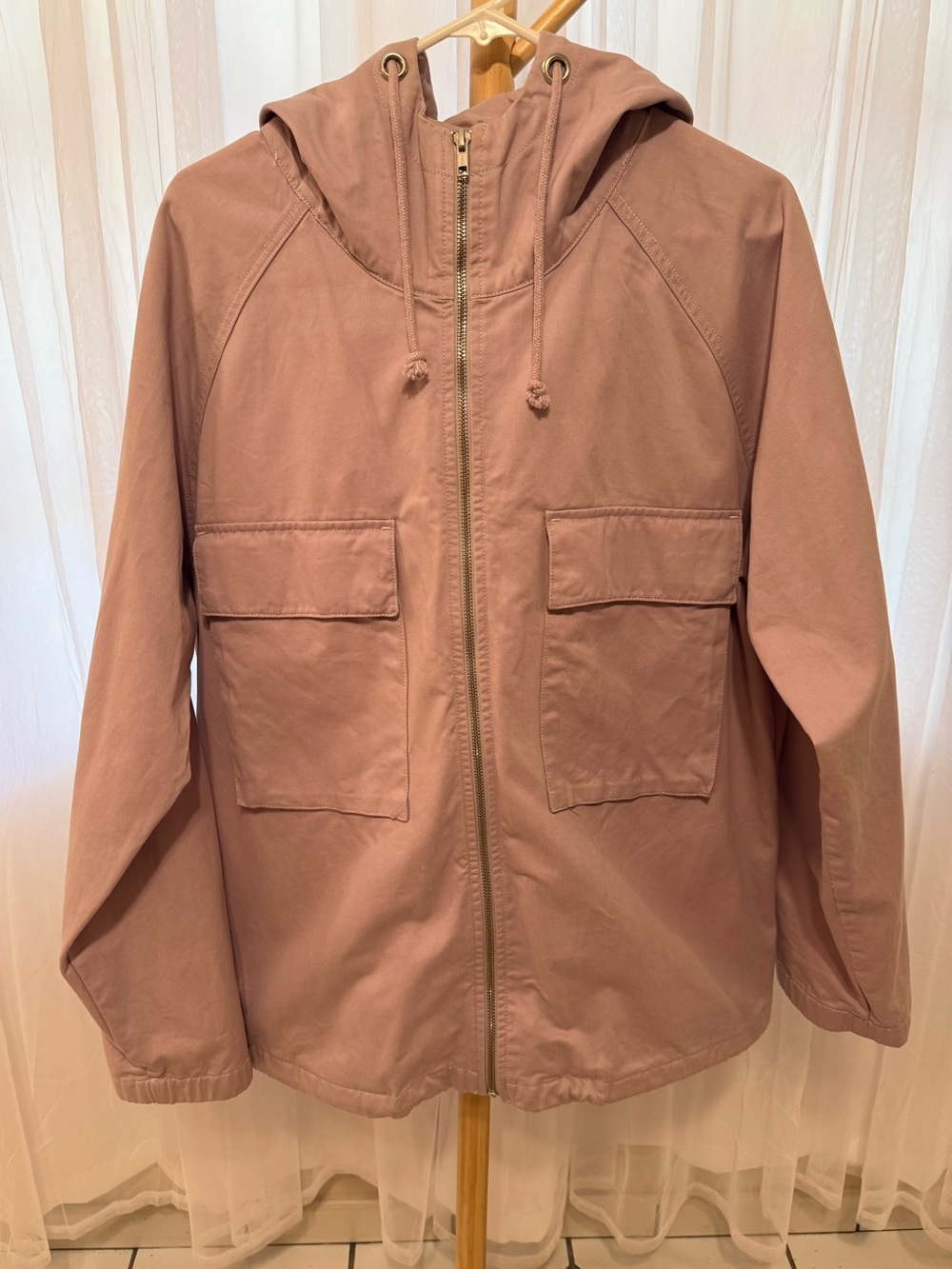 ASOS Women’s Hooded Jacket Lavender 100% Cotton Zippered Coat Size XL - Worn 1x
